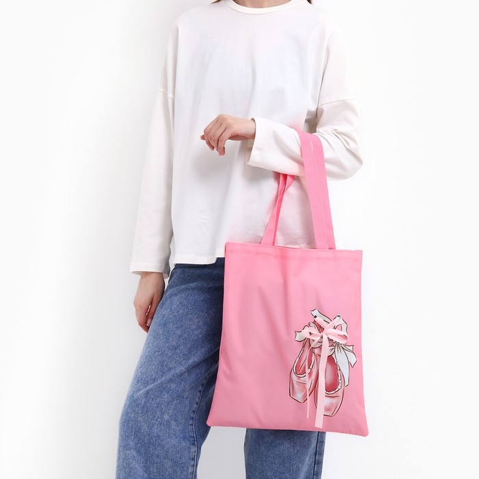 Шопер «Пуанты», 35 х 0,5 х 40 см, с лентой, цвет розовый Шопер «Пуанты», 35 х 0,5 х 40 см, с лентой, цвет розовый
