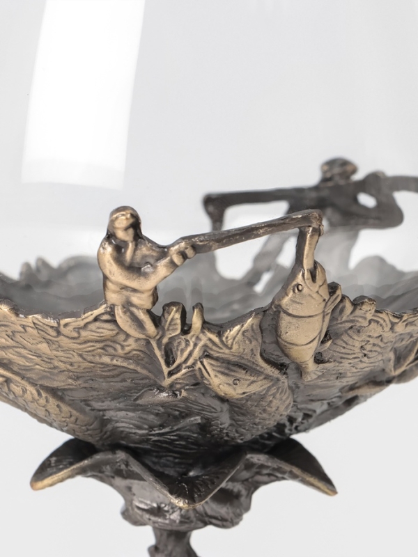 Бокал для коньяка 550 мл "Рыбалка", подарочный, бронза