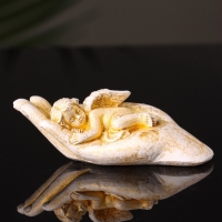 Фигура "Ангелок на ладони спит" малый, 3х7х3 см, позолота