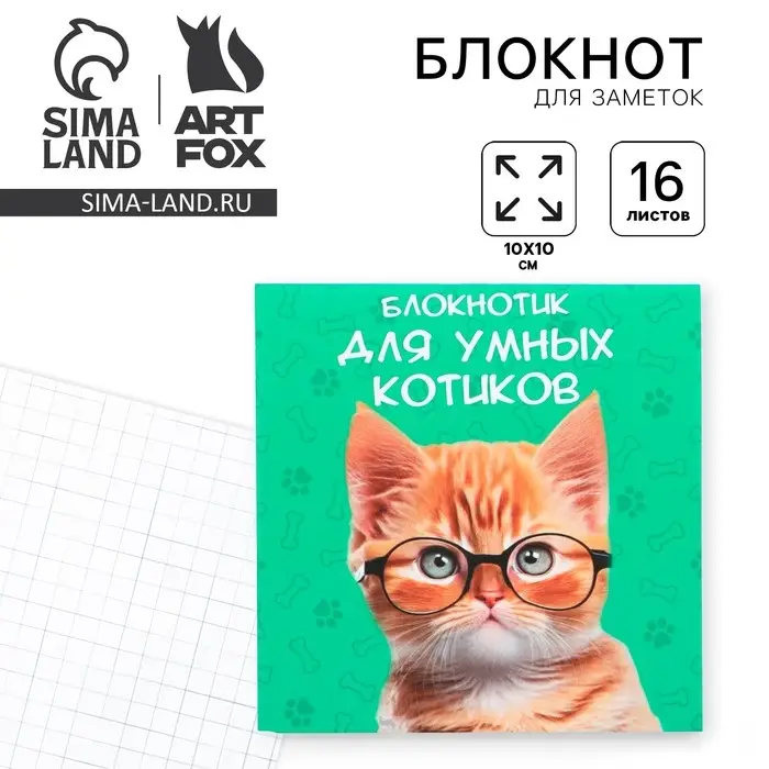 Блокнот 10&times;10, 16 л. в клетку &laquo;Кот&raquo;