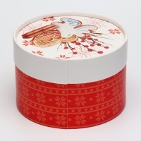 Новый год. Коробка подарочная круглая новогодняя "Новогодний гостинец" 13х13х8,5см.