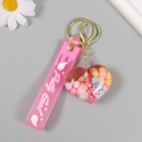 Брелок пластик с карабином, ремешком "Сердечко с шариками" водный с декором 4,5х5х2 см Брелок пластик с карабином, ремешком "Сердечко с шариками" водный с декором 4,5х5х2 см