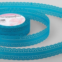 Лента декоративная, репсовая, с ажурным краем, 25 мм × 9,1 ± 0,5 м, цвет ярко-голубой Лента декоративная, репсовая, с ажурным краем, 25 мм × 9,1 ± 0,5 м, цвет ярко-голубой