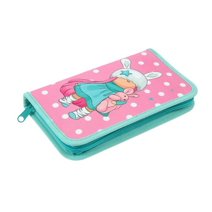 Пенал 1 секция 115 х 205 х 30 мм, Calligrata Пенал 1 секция 115 х 205 х 30 мм, Calligrata "Девочка с зайкой", ламинированный картон