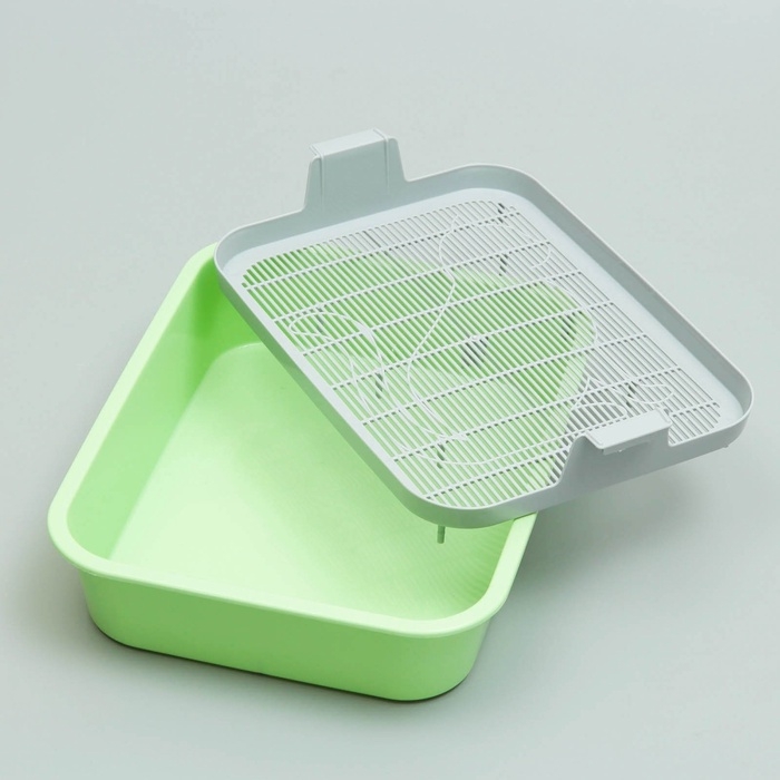 Туалет Туалет "Мур-мяу" для кошек, с сеткой, 33,2 х 25,6 х 7,2 см, зелёный