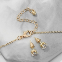 Гарнитур 2 предмета: серьги, кулон &laquo;Сердце&raquo; дуэт, цвет бело-розовый в золоте, 40 см