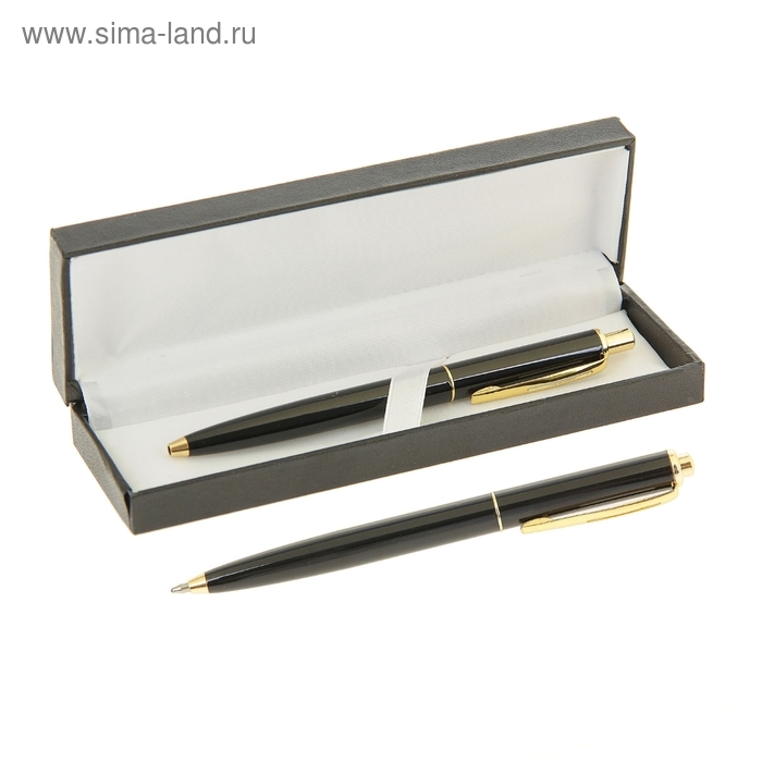 Ручка подарочная, шариковая, автоматическая "Джокер", в кожзам футляре, чёрный с золотом