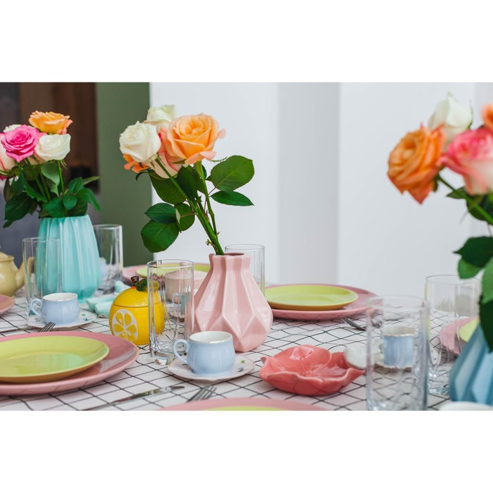 Сервиз керамический кофейный &laquo;Сирена&raquo;, 12 предметов: 6 чашек 100 мл, 6 блюдец d=12 см, цвет голубой