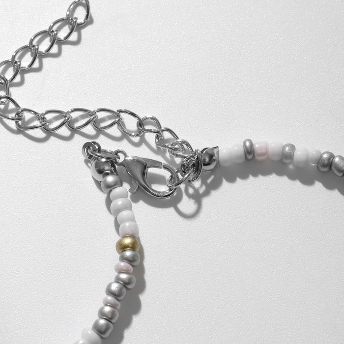 Кулон &laquo;Собачка&raquo; из воздушных шаров, бисер, цвет серебро, 41см