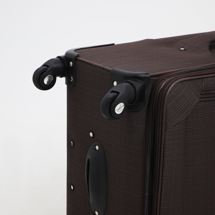 Чемодан большой 95 л (L), отдел на молнии, с расширением, кодовый замок, 4 колеса, 2 наружных кармана, цвет коричневый