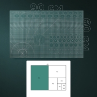 Мат для резки, трёхслойный, 90 × 60 см, А1, цвет зелёный Мат для резки, трёхслойный, 90 × 60 см, А1, цвет зелёный