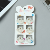 Краб для волос "Авена" (набор 6 шт) сердце, 2,5 см, белый Краб для волос "Авена" (набор 6 шт) сердце, 2,5 см, белый