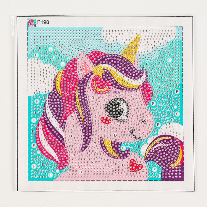 Алмазная мозаика для детей на раме с полным заполнением разнымии стразами &laquo;Единорожек&raquo;, 15 х 15 см