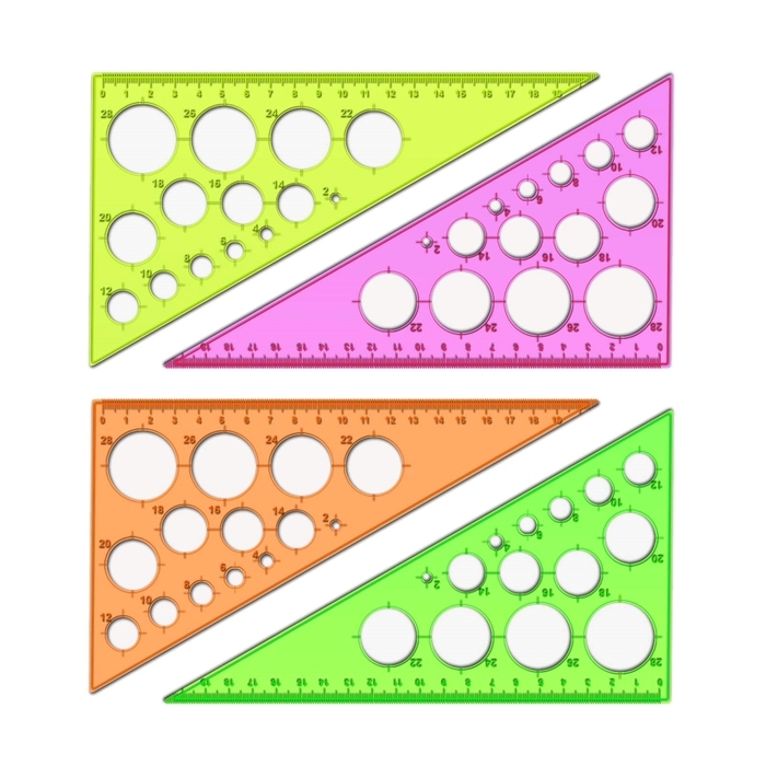 Треугольник 19 см Стамм Neon Cristal, 30&deg;, пластик, с окружностями, отливная шкала, европодвес, микс