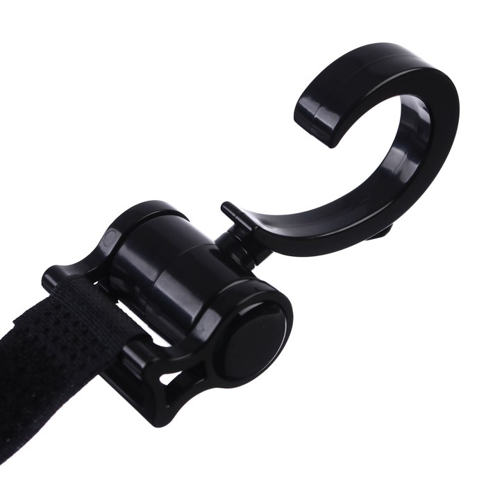Крючок для сумок на коляску, пластиковый, вращается на 360&deg;, на липучке, цвет черный