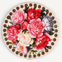 Донышки для вязания 2 в 1 &laquo;Пионы&raquo;, круг 15 см, хдф 3 мм