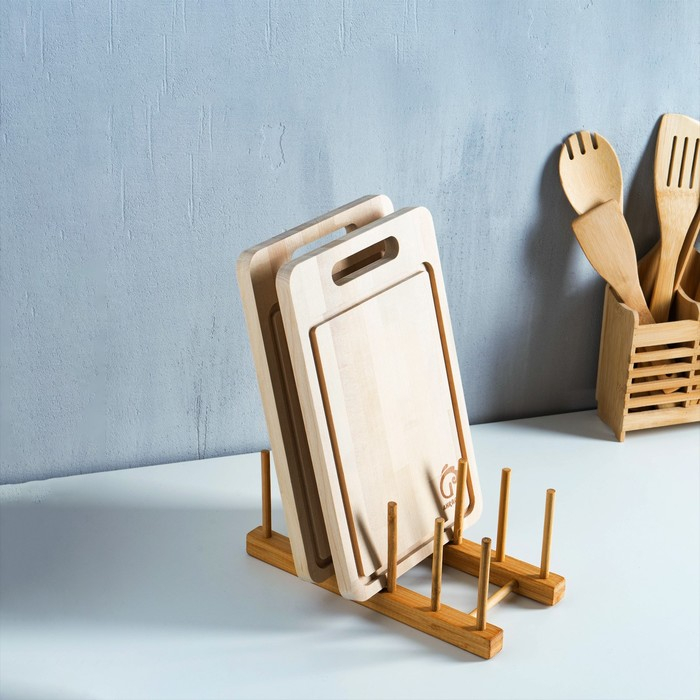 Подставка для разделочных досок и крышек, 26&times;10,5 см, 5 мест, бамбук