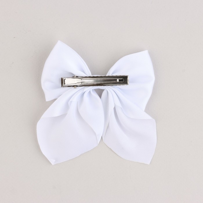 Бант для волос белый школьный &laquo;У тебя все получится&raquo; на заколке,11 х 13 см