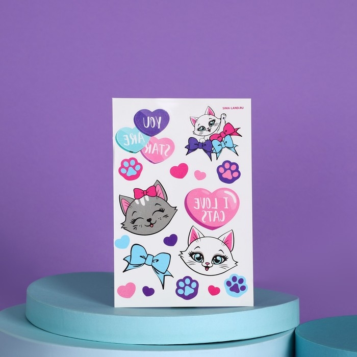 Подарочный набор для девочки &laquo;Котик&raquo;, сумка,набор резинок,блокнот,тату