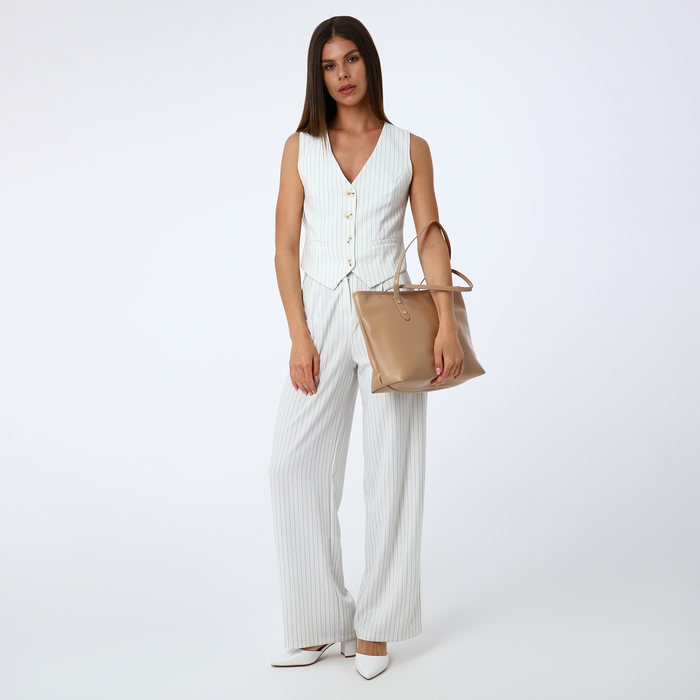 Сумка женская на молнии, цвет бежевый