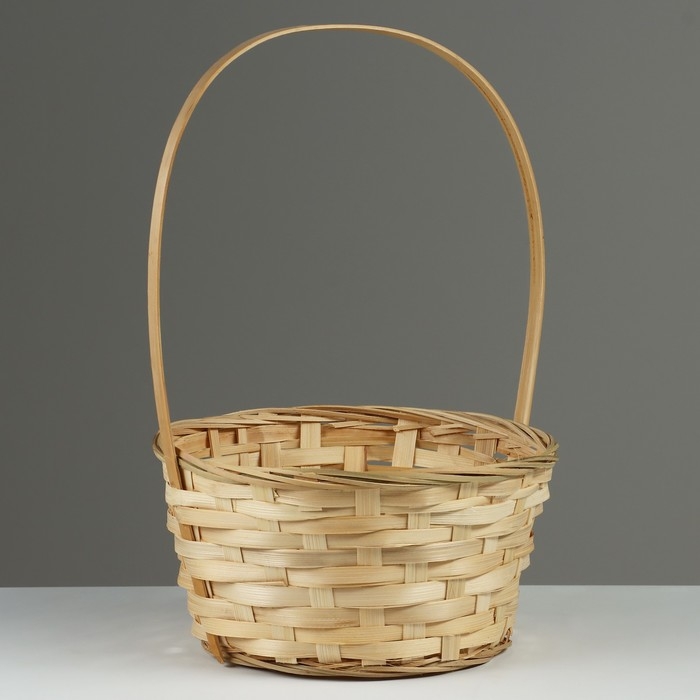 Корзина плетеная, D21 х 10/34 см, бамбук Корзина плетеная, D21 х 10/34 см, бамбук