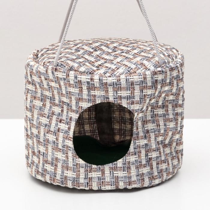 Подвесной дом для грызунов круглый, мебельная ткань, флис, 20 х 15 см, микс цветов Подвесной дом для грызунов круглый, мебельная ткань, флис, 20 х 15 см, микс цветов