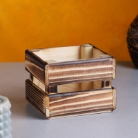 Кашпо деревянное 12×11×9 см "Однушка Лайт", двухреечное, обжиг Дарим Красиво Кашпо деревянное 12×11×9 см "Однушка Лайт", двухреечное, обжиг Дарим Красиво