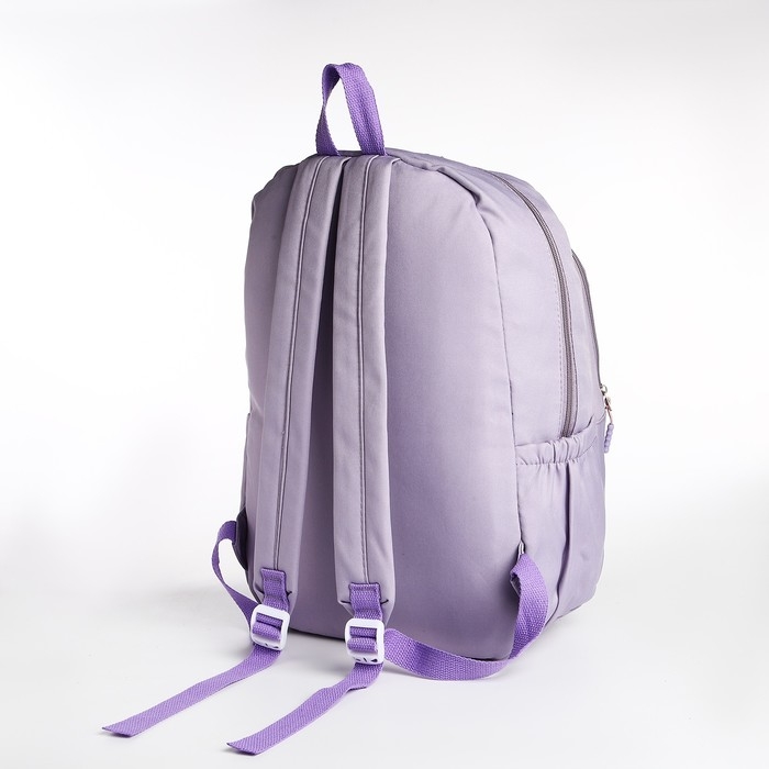 Рюкзак школьный из текстиля 2 отдела на молнии, 3 кармана, цвет сиреневый Рюкзак школьный из текстиля 2 отдела на молнии, 3 кармана, цвет сиреневый