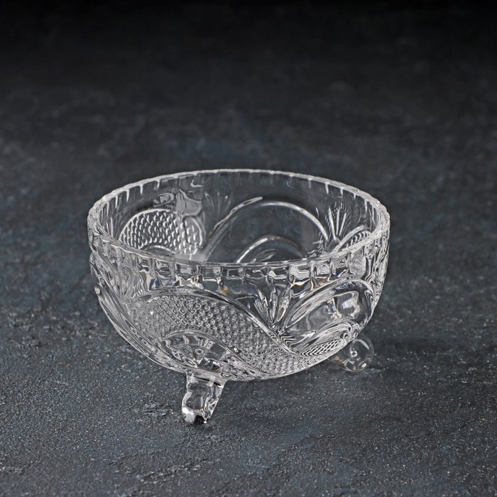 Конфетница стеклянная на ножках Доляна &laquo;Венеция&raquo;, 200 мл, 10&times;6 см