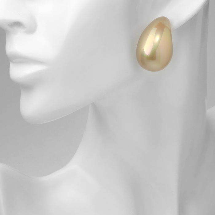 Серьги пластик &laquo;Капля&raquo; гладкие мах, цвет бежевый