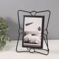 Фоторамка металл на 1 фото 10х15 см "Необычная геометрия" черный 16,7х20,5 см