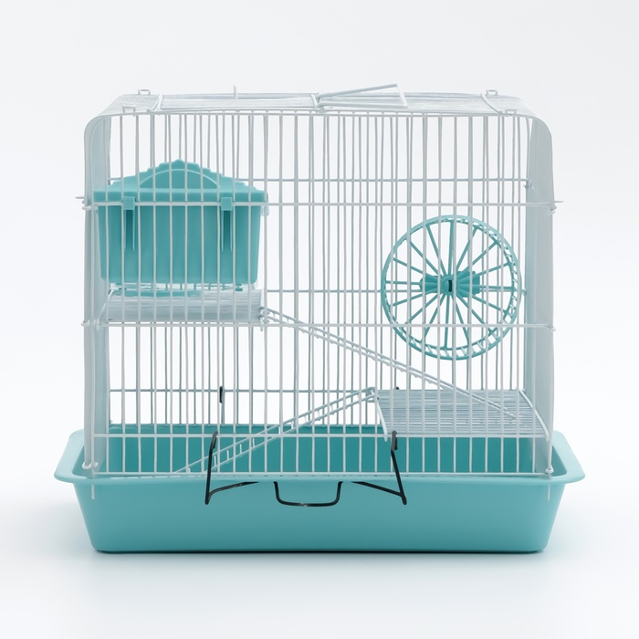 Клетка для грызунов Клетка для грызунов "Пижон" №3, с 2-я этажами, укомплектованная, 33 х 24 х 28 см, бирюзовая