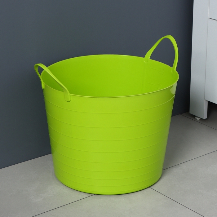Корзина для белья мягкая, 27 л, 37,5&times;37,5&times;30 см, цвет ярко-зелёный