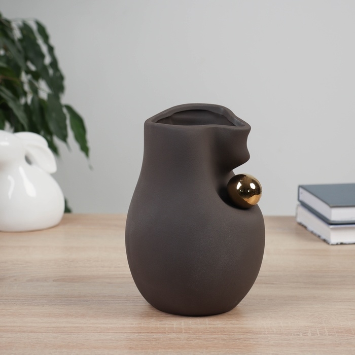 Ваза керамика настольная Ваза керамика настольная "Конор" d-10см, 19,5х12 см, коричневый