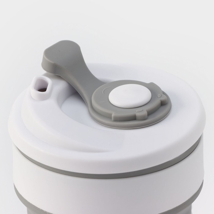 Стакан складной с крышкой Доляна &laquo;С собой&raquo;, 350 мл, 8,5&times;14 см, цвет серый