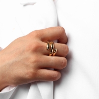 Кольцо металл &laquo;Тренд&raquo; бамбук, цвет золото, размер 16