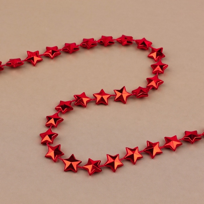 Бусы на нитях &laquo;Звёзды&raquo;, 10 мм, 2 м, цвет красный
