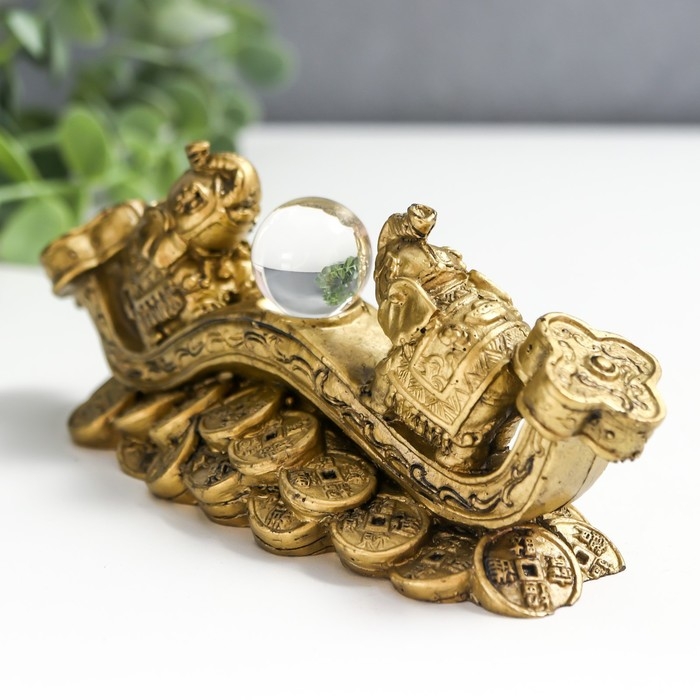 Нэцке полистоун под бронзу Нэцке полистоун под бронзу "2 слона на жезле Жуи с кристаллом" 5х4,5х12,5 см 222768