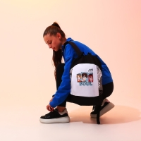 Рюкзак школьный текстильный &laquo;Аниме&raquo;, 46х30х10 см, вертикальный карман, цвет чёрный, белый