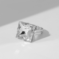 Кольцо &laquo;Ассорти&raquo; объёмный квадрат, цвет белый в серебре, безразмерное