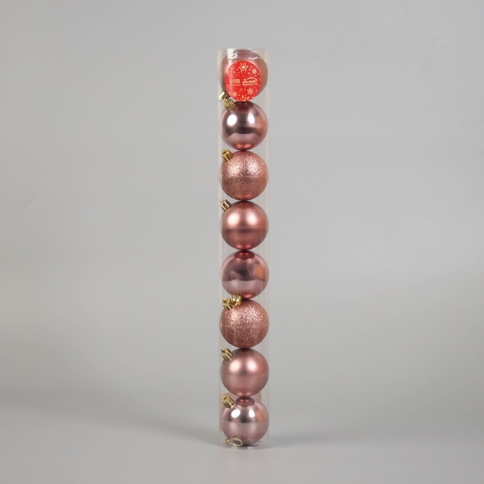 Набор шаров пластик d-6 см, 8 шт "Нежный гламур"