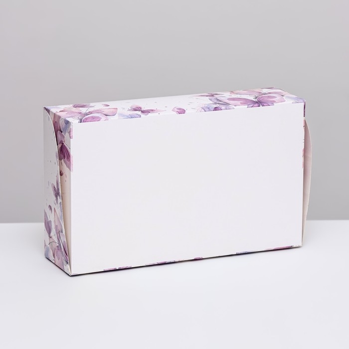 Коробка складная с окном под зефир "Пастельные бабочки", 25 х 15 х 7 см