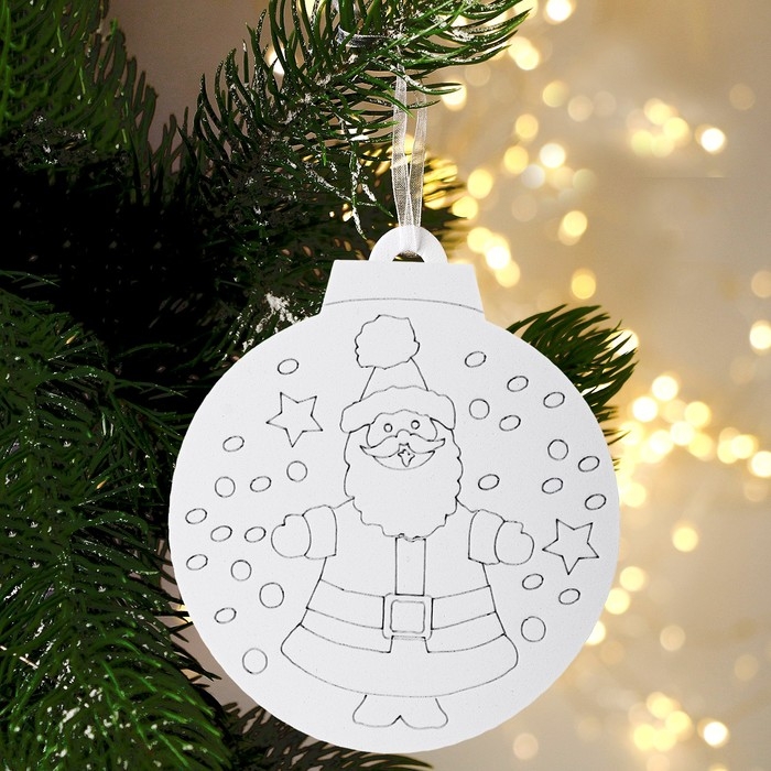 Ёлочное украшение под раскраску &laquo;Санта&raquo; 4 шт., кисть