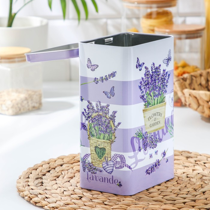 Банка с крышкой для сыпучих продуктов &laquo;Лаванда 2&raquo;, 2,7 л, 13,5&times;21,5 см, цвет сиреневый