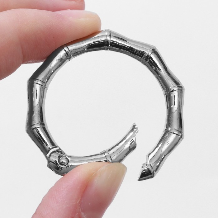 Кольцо-карабин &laquo;Бамбук&raquo;, d = 32/44 мм, толщина - 4 мм, 5 шт, цвет серебряный