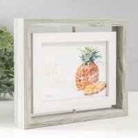 Фоторамка МДФ на 2 фото 10х15 см "Вертушка двусторонняя" серо-голубая 21,5х3х16,3 см