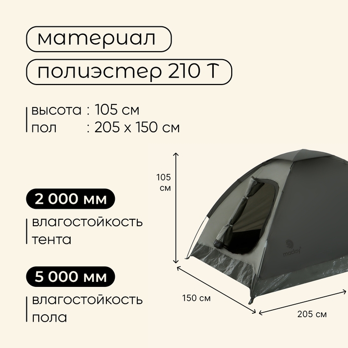 Палатка туристическая, треккинговая maclay TERSKOL 2, 2-местная