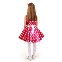 Карнавальный костюм &laquo;Стиляги 6&raquo;, платье фуксия в белый горох, повязка, р. 34, рост 134 см