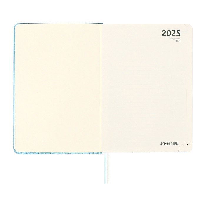 Ежедневник датированный 2025 года A5, 168 листов, deVENTE. Barbara, твердая обложка кожзам с поролоном, перфорацией, ляссе, блок 70, голубой