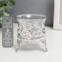 Подсвечник стекло, пластик на 1 свечу "Цветочек" серебро 6,5х6х6 см Подсвечник стекло, пластик на 1 свечу "Цветочек" серебро 6,5х6х6 см